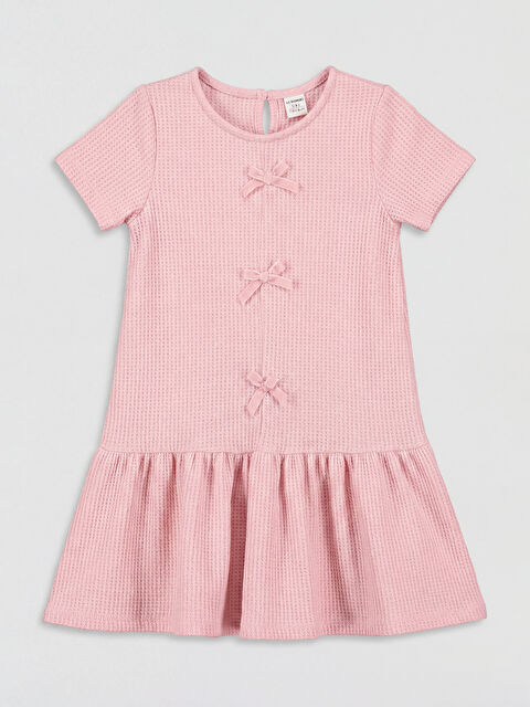 LCW Kids Bisiklet Yaka Fiyonk Detaylı Kız Çocuk Elbise - S6D339Z1-24W