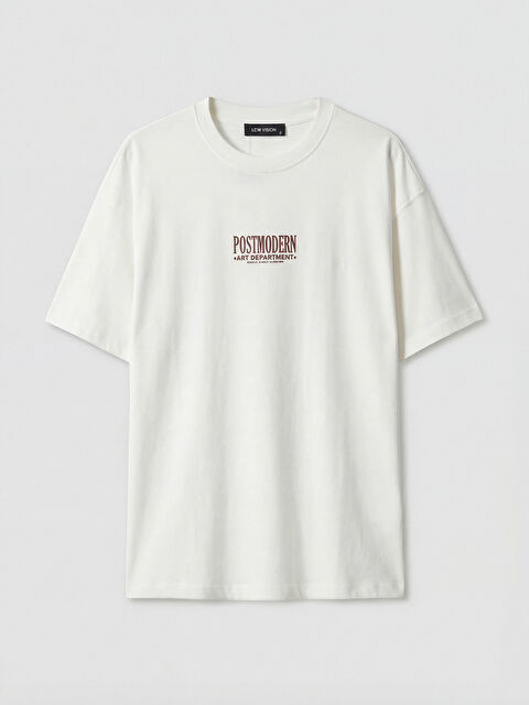 LCW Vision Bisiklet Yaka Baskılı Oversize Kadın Tişört - S6E344Z8-R9J