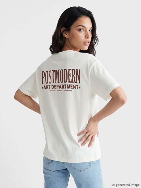 LCW Vision Sırt Baskılı Oversize Kadın Tişört