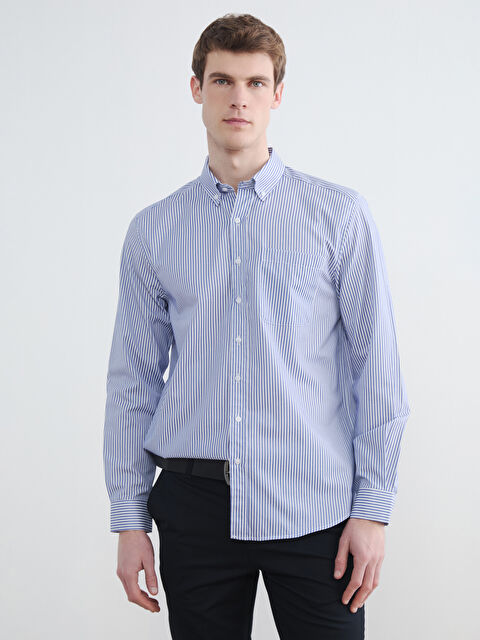 LCWAIKIKI Classic Rahat Kalıp Çizgili Erkek Gömlek - S6C348Z8-LEN