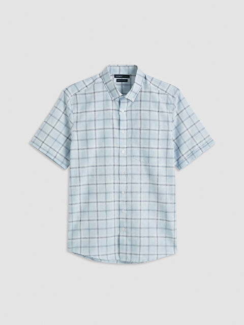 LCWAIKIKI Classic Regular Fit Ekose Keten Görünümlü Erkek Gömlek - S6A350Z8-LLC