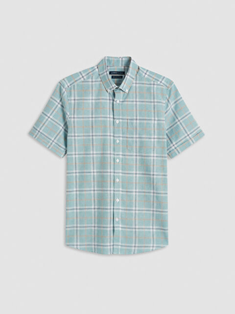 LCWAIKIKI Classic Regular Fit Ekose Keten Görünümlü Erkek Gömlek - S6A350Z8-LM9