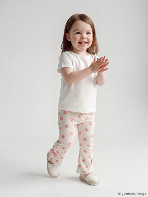 LCW baby Çiçekli Kız Bebek Tayt Pantolon