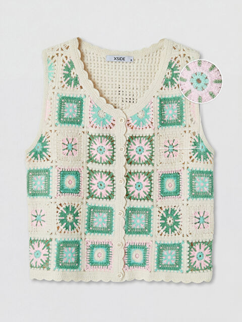 XSIDE V Yaka Kadın Kroşe Yelek