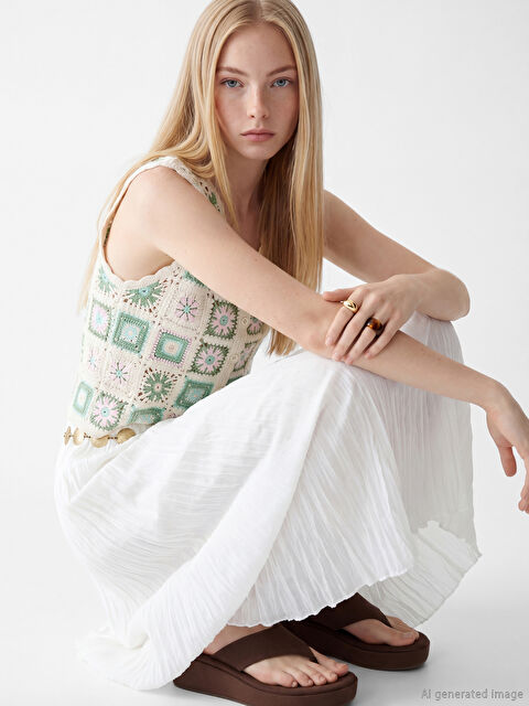 XSIDE V Yaka Kadın Kroşe Yelek