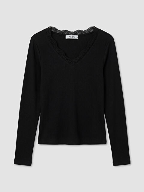 XSIDE V Yaka Dantel Detaylı Bluz	 - S6D353Z8-CVL