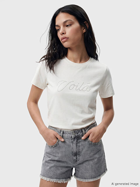 LCW Vision Bisiklet Yaka Taşlı Bluz