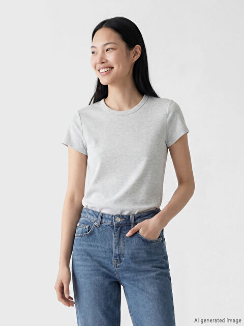 XSIDE Bisiklet Yaka Kadın Tişört	 - S6F355Z8-CY9