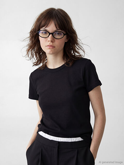 XSIDE Bisiklet Yaka Kadın Tişört	 - S6B356Z8-CVL