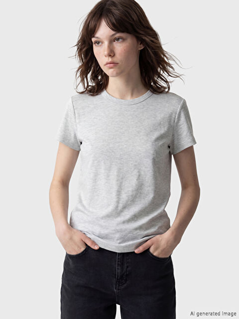 XSIDE Bisiklet Yaka Kadın Tişört	 - S6B356Z8-CY9