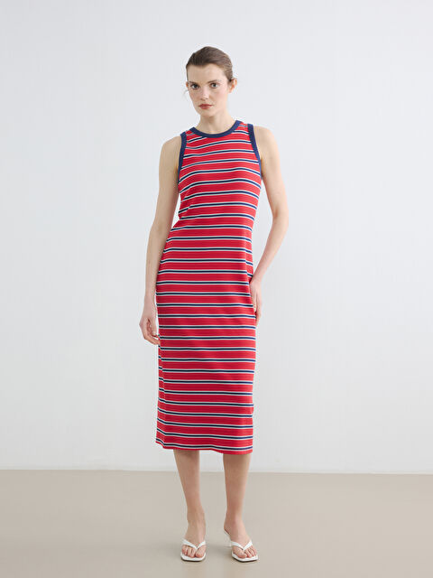 LCW EVERYDAY Bisiklet Yaka Çizgili Elbise