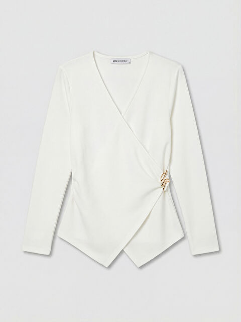 LCWAIKIKI Classic Kruvaze Yaka Büzgülü Bluz - S6C361Z8-R9J