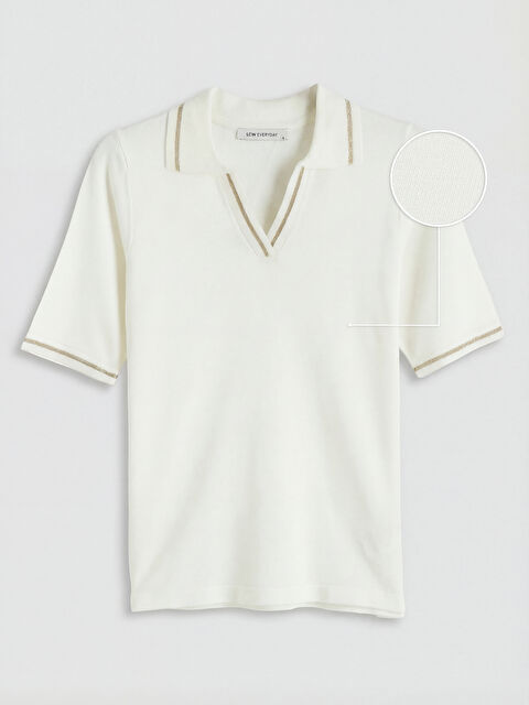 LCWAIKIKI Classic Polo Yaka Çizgili Kadın Triko Kazak - S6A362Z8-R9J