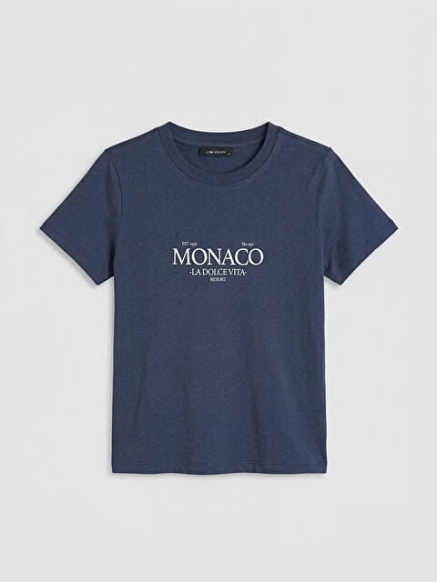 LCW Vision Bisiklet Yaka Monaco Baskılı Kadın Tişört - S6D363Z8-R41