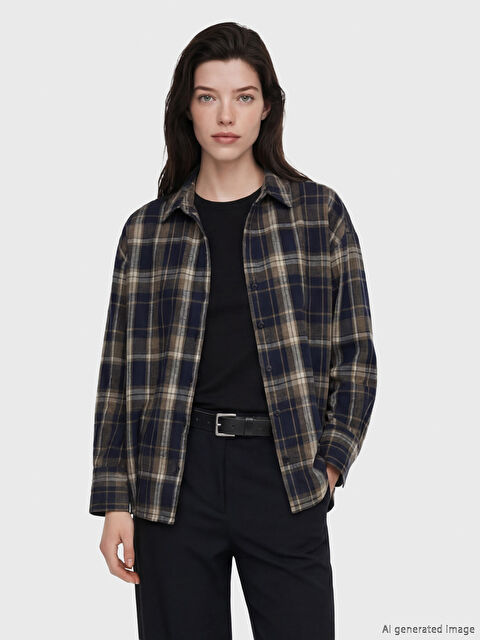 LCW Comfort торлы оверсайз әйелдер фланель жейдесі