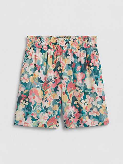 LCWAIKIKI Classic Beli Lastikli Çiçekli Kadın Şort