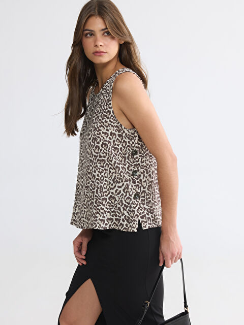 LCW EVERYDAY Bisiklet Yaka Leopar Desenli Bluz