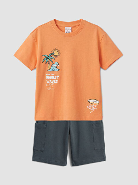 LCW Kids Baskılı Erkek Çocuk Tişört ve Şort - S6F370Z1-GCX