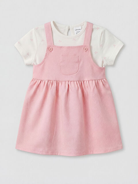 LCW baby Kız Bebek Salopet Elbise ve Tişört - S6E372Z1-MAP