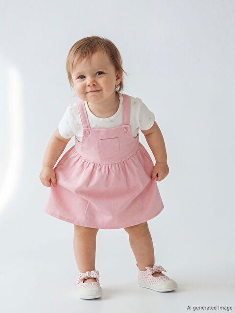 LCW baby Kız Bebek Salopet Elbise ve Tişört