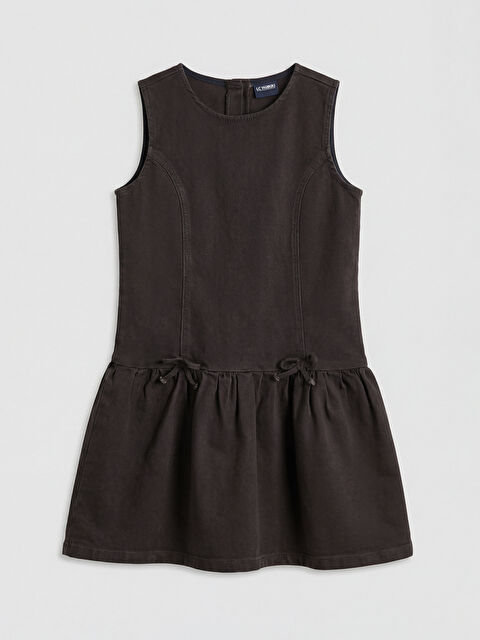 LCW Kids Bisiklet Yaka Fiyonk Detaylı Kız Çocuk Jean Elbise - S6C373Z4-328