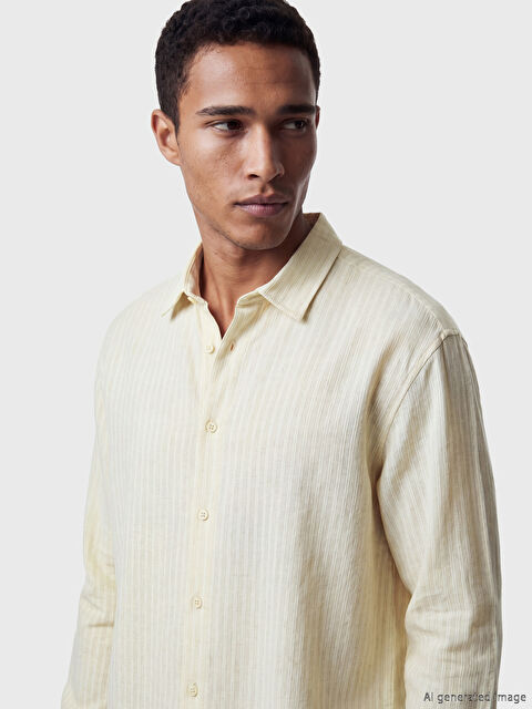 LCW Vision Regular Fit Çizgili Dokulu Erkek Gömlek