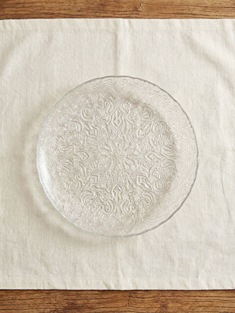 LC WAIKIKI Kabartma Desenli Yuvarlak Cam Servis Tabağı - S6A378Z8-Q57