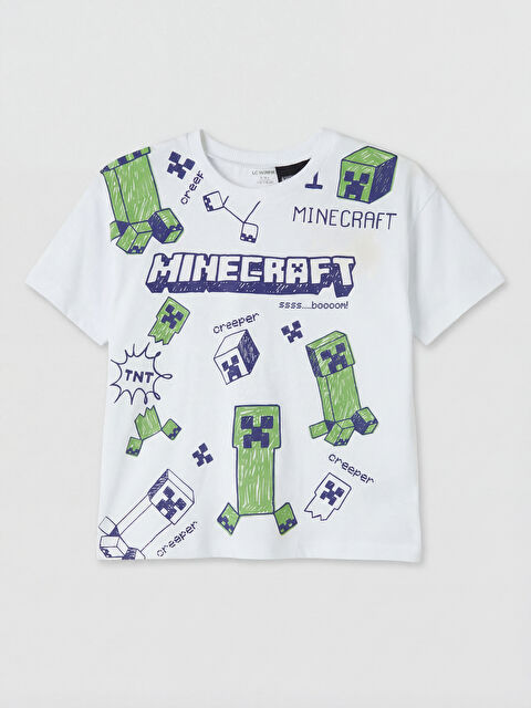 LCW Kids Bisiklet Yaka Minecraft Baskılı Erkek Çocuk Tişört - S6E379Z1-Q6K