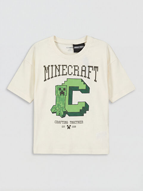 LCW Kids Bisiklet Yaka Minecraft Baskılı Erkek Çocuk Tişört - S6D381Z1-QVK