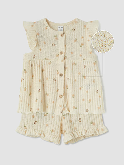 LCW baby Çiçekli Kız Bebek Şortlu Takım