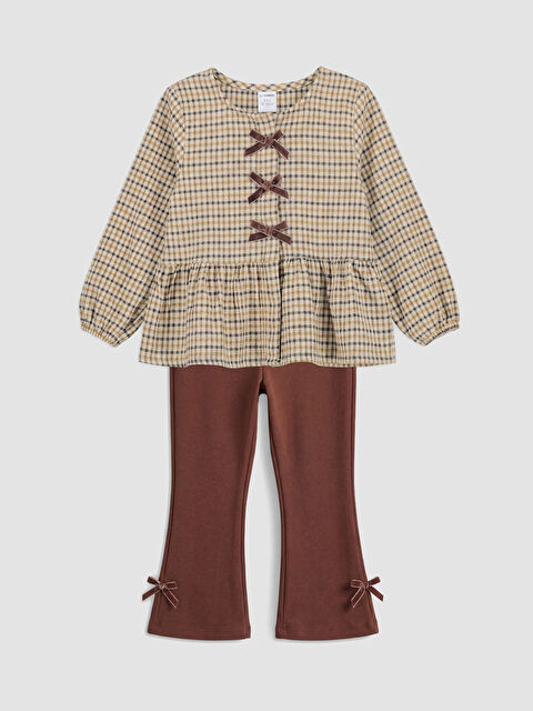 LCW Kids Fiyonk Detaylı Kız Çocuk Gömlek ve Tayt - S6F383Z1-LLL