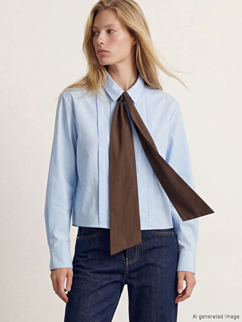 LCW Vision Kravat Detaylı Kadın Gömlek - S6OM98Z8-CUN