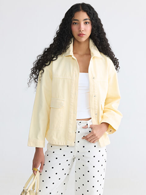 XSIDE Gömlek Yaka Oversize Kadın Jean Ceket