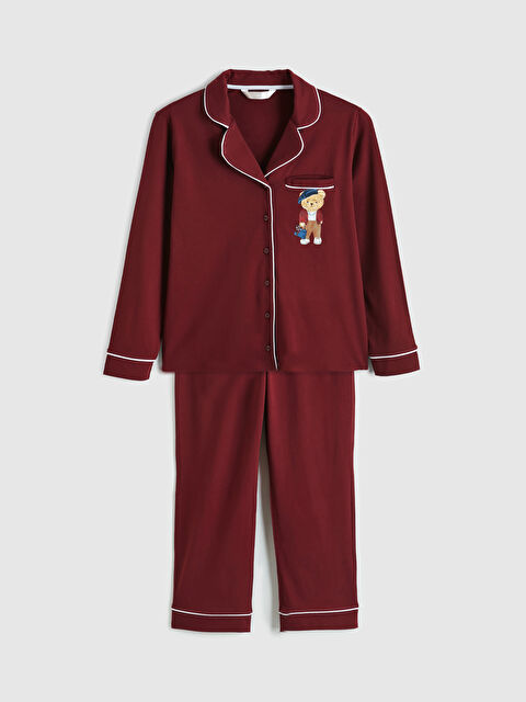 LCW DREAM Gömlek Yaka Baskılı Kadın Pijama Takımı - S6E391Z8-HRW