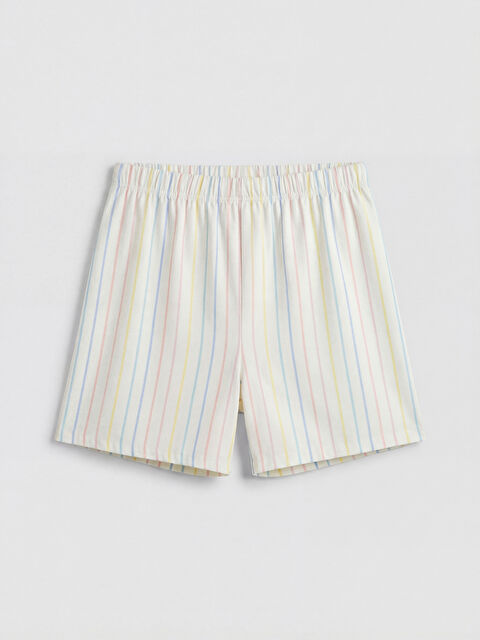 LCW Young Beli Lastikli Çizgili Kadın Şort Pijama Altı