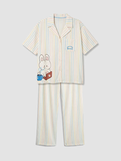 LCW Young Gömlek Yaka Çizgili Kadın Pijama Takımı