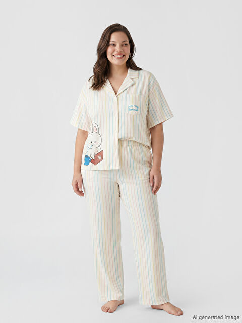 LCW Young Gömlek Yaka Çizgili Kadın Pijama Takımı