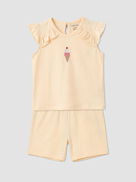 LCW baby Embroidered Baby Girls' Shorts and T-Shirt - S6B398Z1-R9J