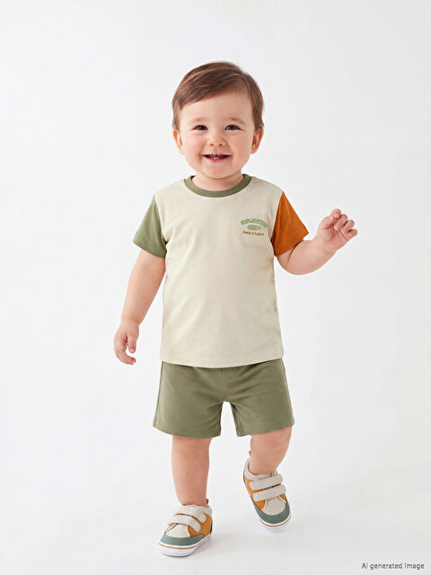 LCW baby Baskılı Erkek Bebek Tişört ve Şort Takım