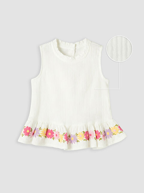 LCW Kids Çiçekli Fırfırlı Kız Çocuk Müslin Bluz