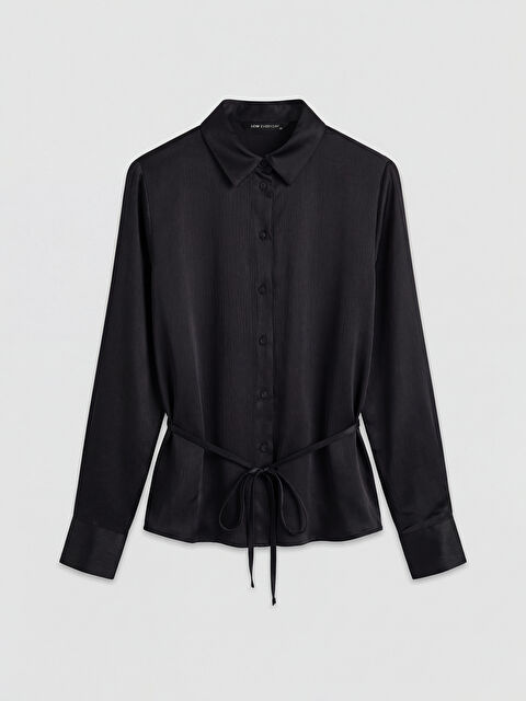 LCWAIKIKI Classic Beli Kuşaklı Kadın Gömlek - S6D408Z8-CVL