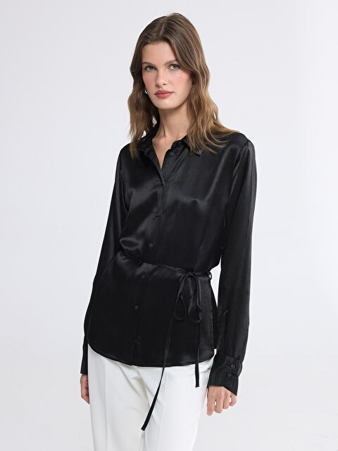 LCWAIKIKI Classic Beli Kuşaklı Kadın Gömlek - S6D408Z8-CVL