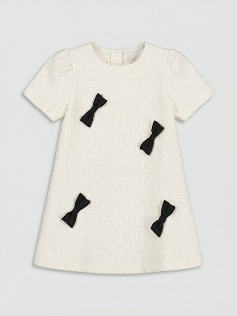 LCW Kids Bisiklet Yaka Fiyonklu Kız Çocuk Tüvit Elbise - S6A412Z1-R9J