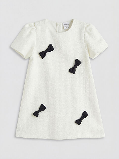 LCW Kids Bisiklet Yaka Fiyonklu Kız Çocuk Tüvit Elbise - S6A412Z1-R9J