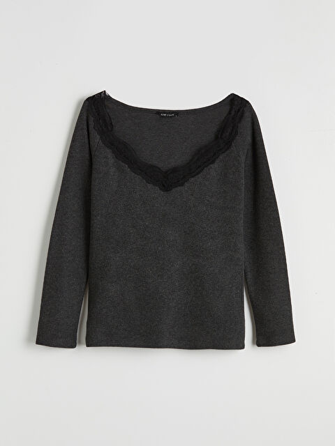 LCW Vision V Yaka Dantel Detaylı Bluz - S6ON09Z8-L8N