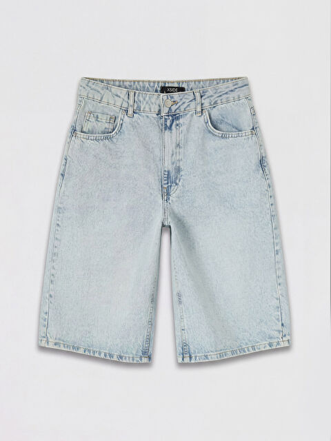 XSIDE Yüksek Bel Bermuda Fit Kadın Jean Şortolon