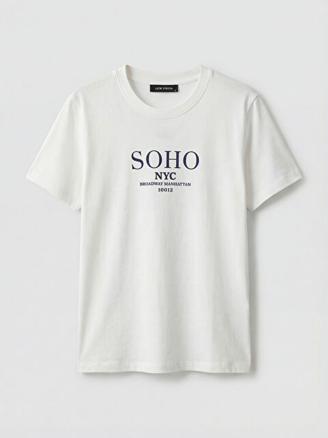 LCW Vision Bisiklet Yaka NYC Baskılı Kadın Tişört - S6C421Z8-R9J