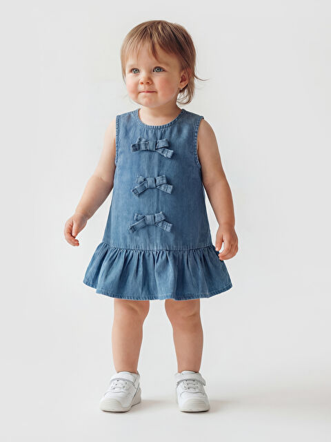 LCW baby Fiyonklu Kız Bebek Jean Elbise