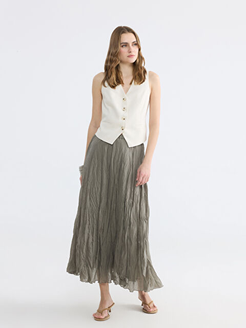 LCWAIKIKI Classic Beli Lastikli Modal Karışımlı Etek