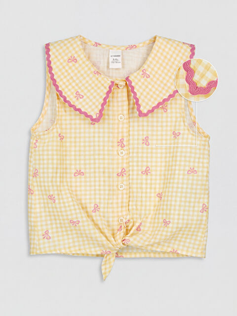 LCW Kids Bebe Yaka Fiyonk Baskılı Kız Çocuk Gömlek